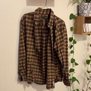Orvis Forest Green and Rust Plaid Shirt